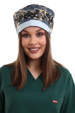 Gri Palmiye Desenli Cerrahi Bone - Doktor Bone