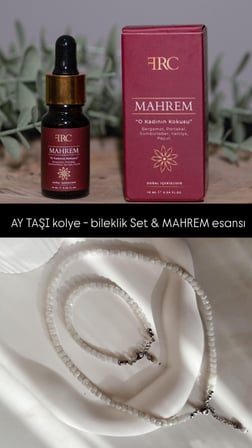 1.Sınıf Kare Kesim Fasetli Aytaşı Kolye ve Bileklik Set(Silver Zincir)  Ve Mahrem  Esans Yağ