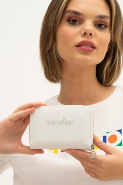 Benetton Cüzdan | Beyaz Açık Gri