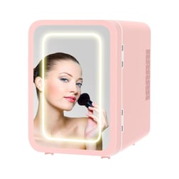 Mioji Mio 212 4L LED Işıklı Kozmetik Makyaj Krem Sıcak ve Soğuk Ayarlı Taşınabilir Fridge Mini Dolap Pembe