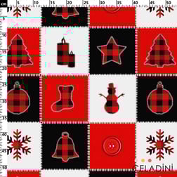 Kırmızı Siyah Patchwork Yılbaşı Kumaşı