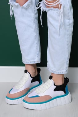 Fred Beyaz Pudra Turkuaz Sneakers 