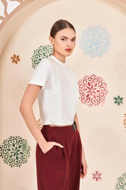 LEFON Kadın Kısa Kollu Basic Crop Tişört 050643