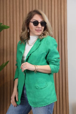İthal Keten Yeşil Blazer