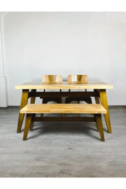 Kastra Ahşap Mutfak Masa & Bench & 2 Sandalye Takımı 