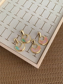 Özel Seri Gold Damla Renkli Sepet Küpe