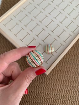 Özel Seri Gold Renkli Çizgili Daire Tasarım Küpe