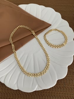 Vip 14k Yaprak Sıralı Kolye Bileklik Set