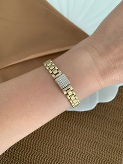 Vip 14k Zirkon Taşlı Biyeli Gurmet Bileklik