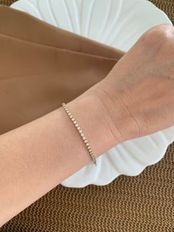 Vip Gold Mini Kare Taşlı Su Yolu Bileklik