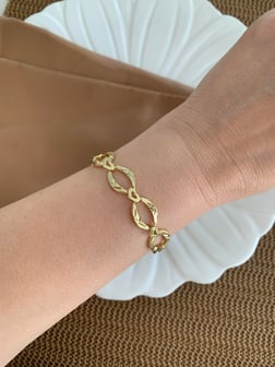 Vip Gold Pırıltılı Ezme Oval Zincirli Bileklik