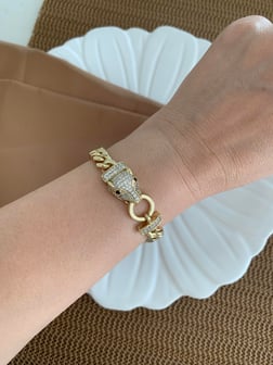 Vip Gold Zirkon Taşlı Aslan Tasarım Bileklik