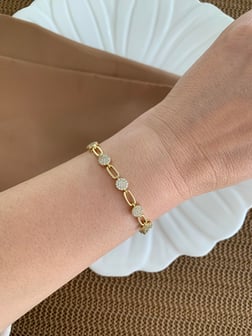 Vip Gold Zirkon Taşlı Daire Sıralı Bileklik