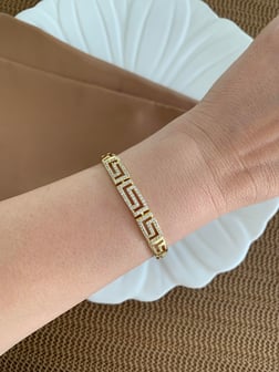 Vip Gold Zirkon Taşlı Kalın S Sıralı Bileklik