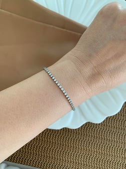 Vip Gümüş Mini Kare Taşlı Su Yolu Bileklik