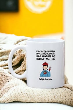 Kahveseverlere Hediye Kendime Kahve Yaptım Beyaz Kupa Bardak