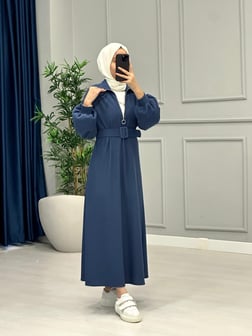 Arya Kemerli Elbise-İndigo