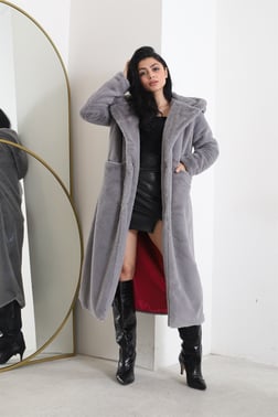 Lova Peluş Kaban Gri