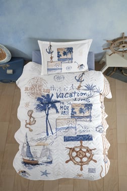 Clasy Ranforce %100 Pamuk Tek Kişilik Dört Mevsim Set Hawaii V1 Mavi