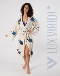 Lux Viridi Antik Kimono Kaftan Göz Motif