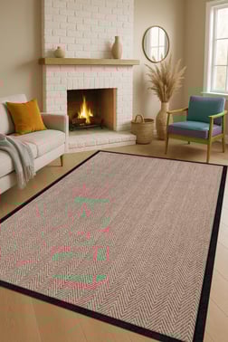 Sisal Hasır Halı ModelleriSARAZ HALI0408-Siyah Kumaş Bordür Sisal Halı Kilim Hav Toz Vermez Kolay Temizlenen Hasır Kilim