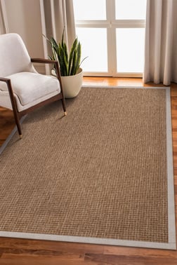 Sisal Hasır Halı ModelleriSARAZ HALI0465-Bej Kumaş Bordür Sisal Halı Kilim Hav Toz Vermez Kolay Temizlenen Hasır Kilim