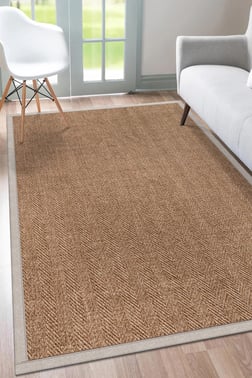 Sisal Hasır Halı ModelleriSARAZ HALI0503-Bej Kumaş Bordür Sisal Halı Kilim Hav Toz Vermez Kolay Temizlenen Hasır Kilim
