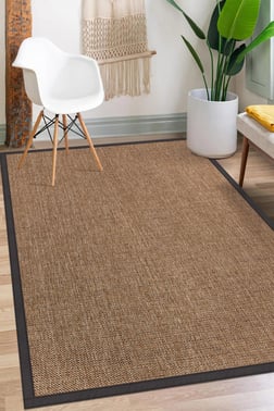 Sisal Hasır Halı ModelleriSARAZ HALI0604-Antrasit Kumaş Bordür Sisal Halı Kilim Hav Toz Vermez Kolay Temizlenen Hasır Kilim