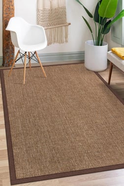 Sisal Hasır Halı ModelleriSARAZ HALI0604-Kahve Kumaş Bordür Sisal Halı Kilim Hav Toz Vermez Kolay Temizlenen Hasır Kilim