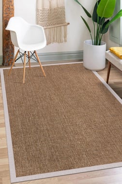 Sisal Hasır Halı ModelleriSARAZ HALI0604-Krem Kumaş Bordür Sisal Halı Kilim Hav Toz Vermez Kolay Temizlenen Hasır Kilim