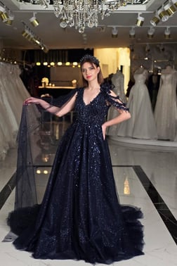 Lacivert Yonca Nişanlık 7971