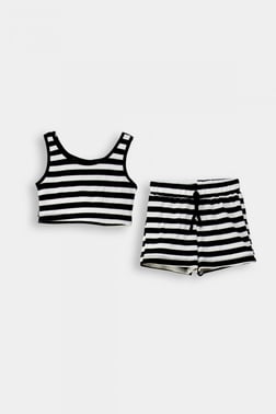 DMB-0717Kız Çocuk Çizgili Crop Takım DMB-0717