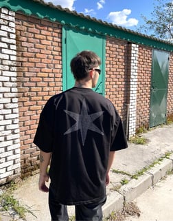22 Taşlı Designer Oversize Tişört