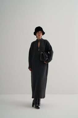 Fermuarlı Tunik-7581-Siyah