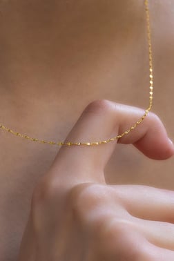 İnce Aynalı Zincir Altın Kolye