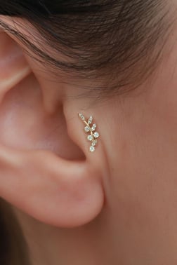 14 Ayar Altın Taşlı Dal Tragus