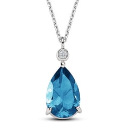 Goldstore-0.02 Ct Pırlanta Swiss Blue Topaz Kolye