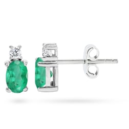 Goldstore-0.1 ct. Pırlanta Zümrüt Küpe