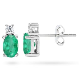 Goldstore-0.12 ct. Pırlanta Zümrüt Küpe