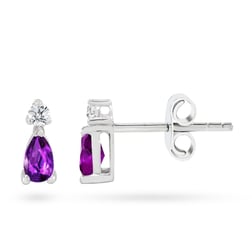 Goldstore-Ametist 0.08 ct. Pırlanta Küpe
