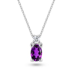 Goldstore-Ametist Taşlı 0.04 ct. Pırlanta Kolye