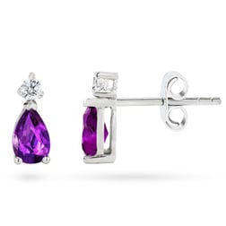 Goldstore-Ametist Taşlı 0.1 ct. Pırlanta Küpe