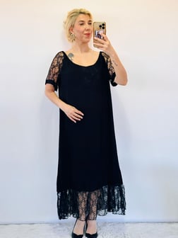 Siyah Pamuk Viskon Kumaş Elbise