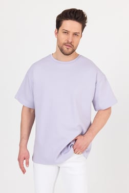 FİHA/7031-ERKEK DOUBLEFACE İNTERLOK OVERSIZE TSHIRT - LİLA