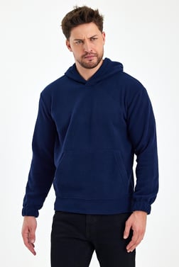 FİHA/8811-ERKEK POLAR KAPŞONLU KANGURU CEPLİ SWEAT - LACİVERT