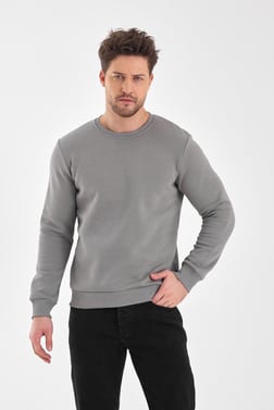 FİHA/9089-ERKEK ŞARDONLU SIFIR YAKA SWEAT - GRİ