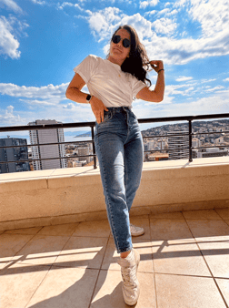 Kot Pantolon Mom Jeans Mavi