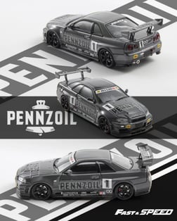 Fast Speed Nissan Skyline R34 Penzoil Gray