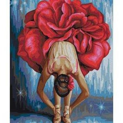 Sayılarla Boyama Seti Kırmızı Çiçekli Balerin 60x75cm