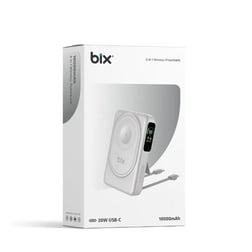 BİX 10000mAh TPB16-WE 6'SI 1 ARADA OLED EKRANLI Beyaz KABLOSUZ POWERBANK